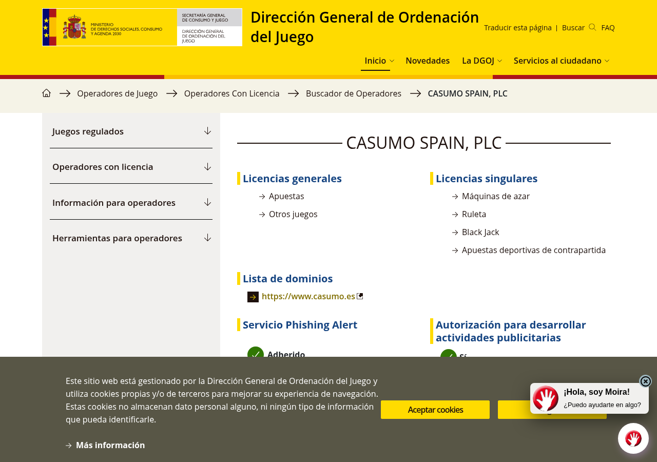 لقطة مؤرخة من ordenacionjuego.es