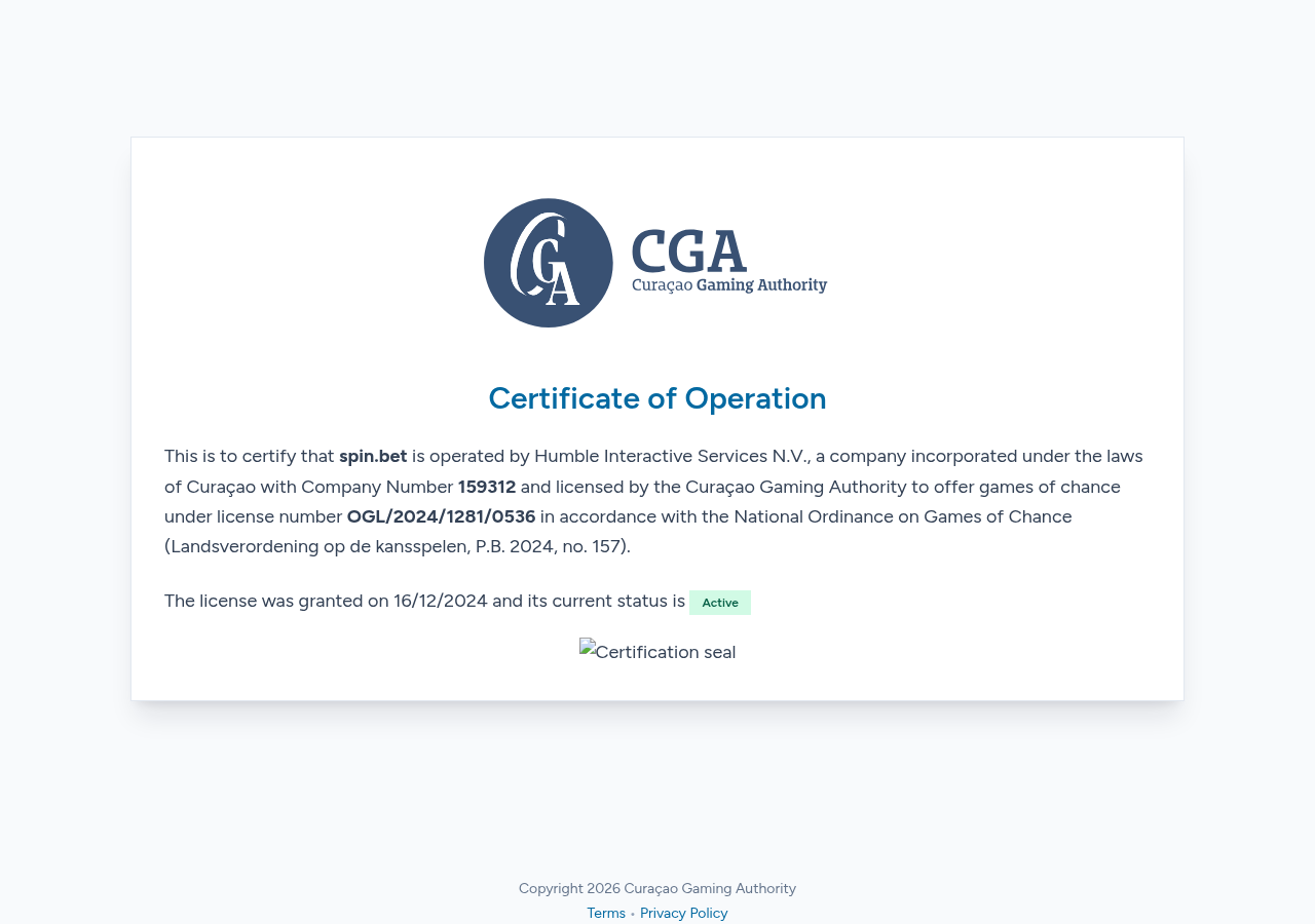 لقطة دليل مؤرخة من cert.cga.cw