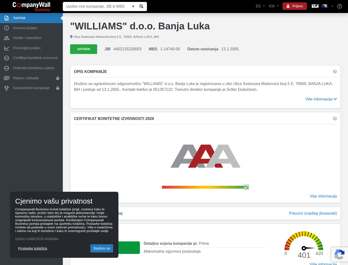 لقطة دليل من companywall.ba